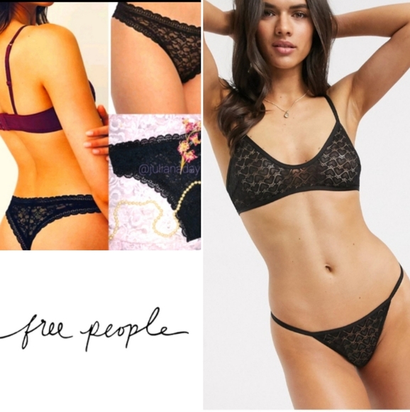 Free People Other - 🖤 3 piece Free People Bundle bra/panty set, panty size Medium black